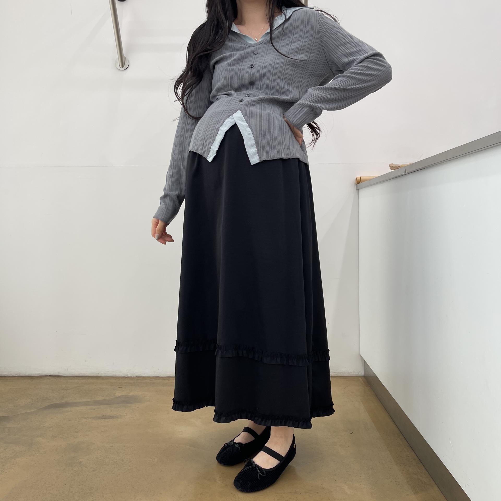 (2사이즈)포니 카라 골지T-3color