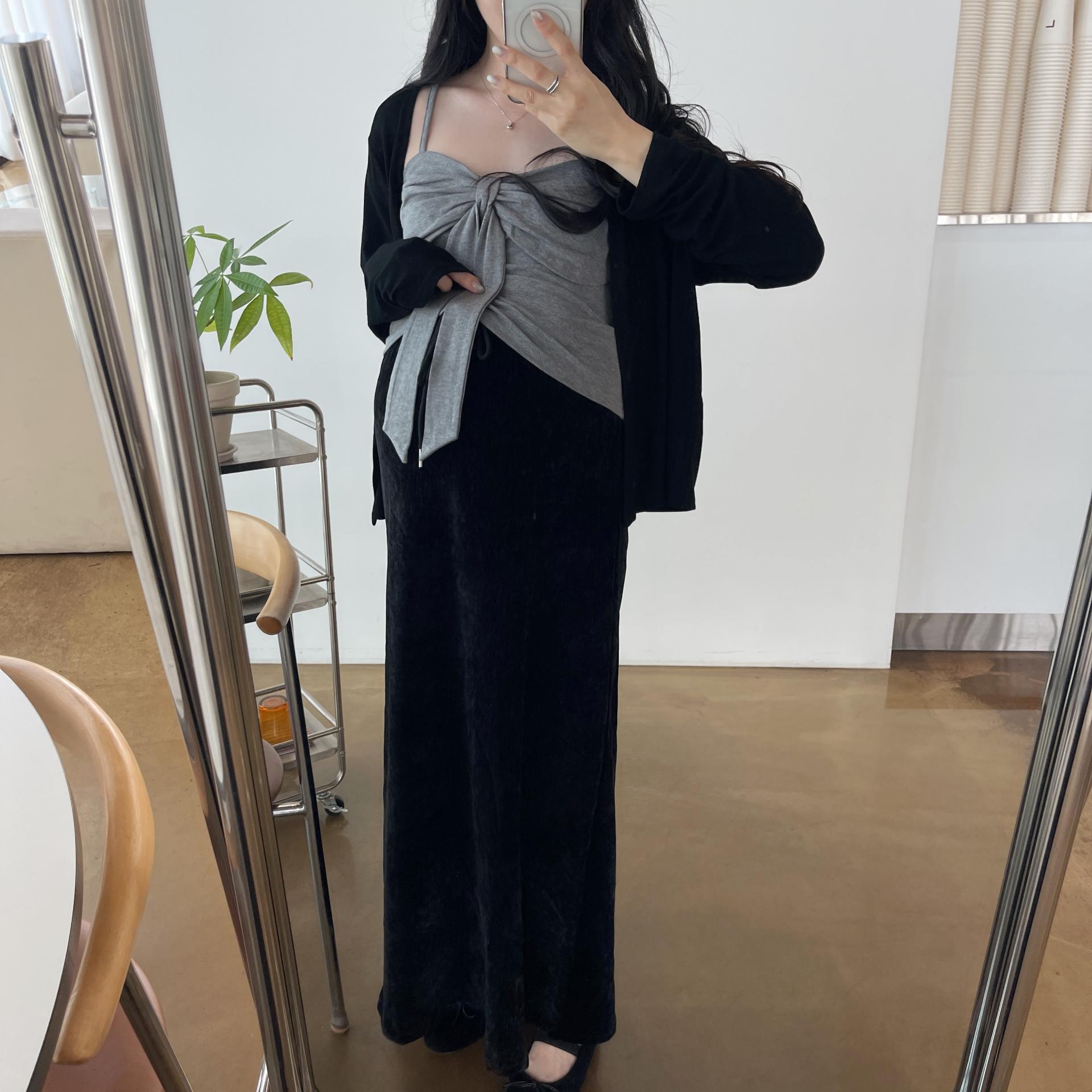 (2사이즈)[set]가디건+리본끈나시-2color