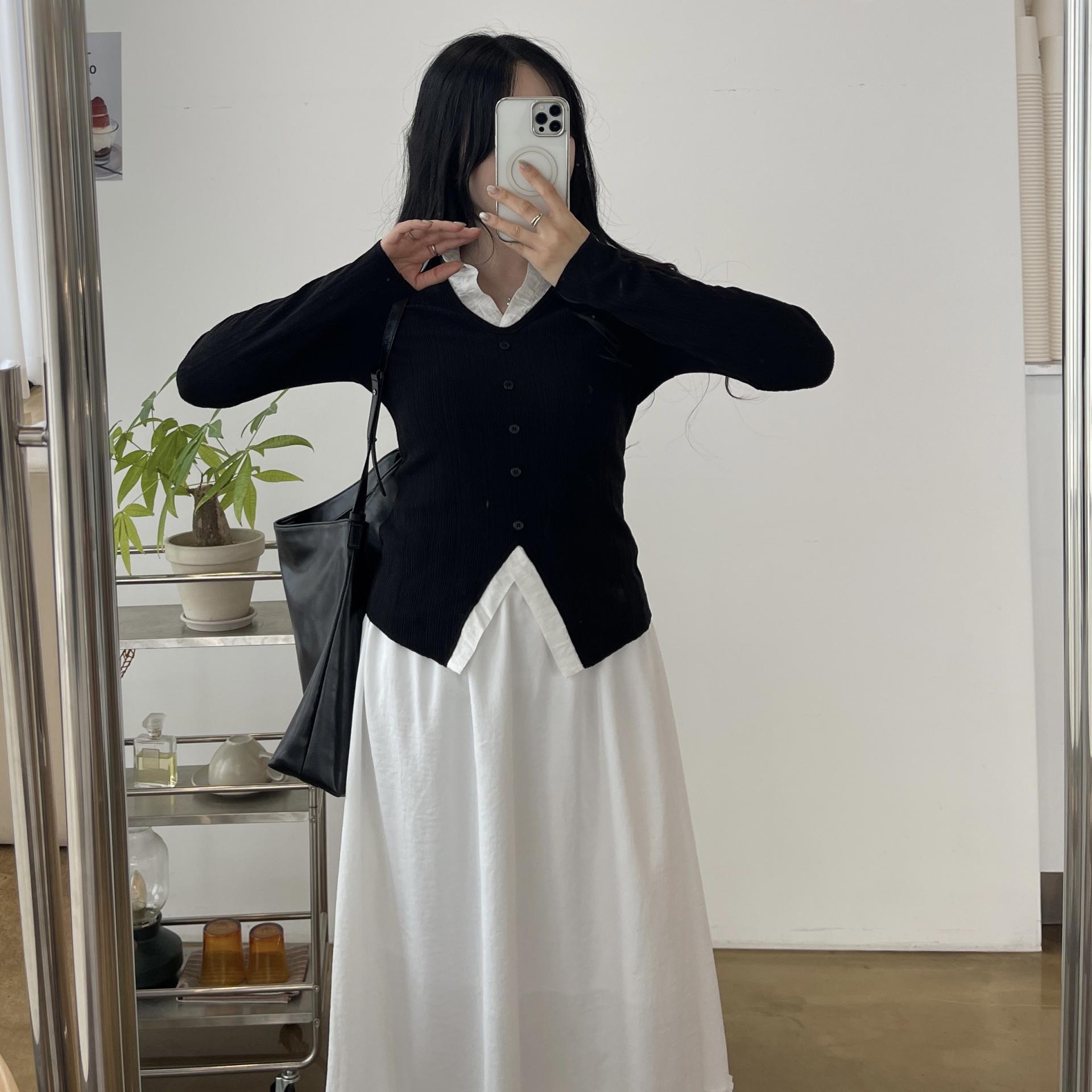 (2사이즈)포니 카라 골지T-3color