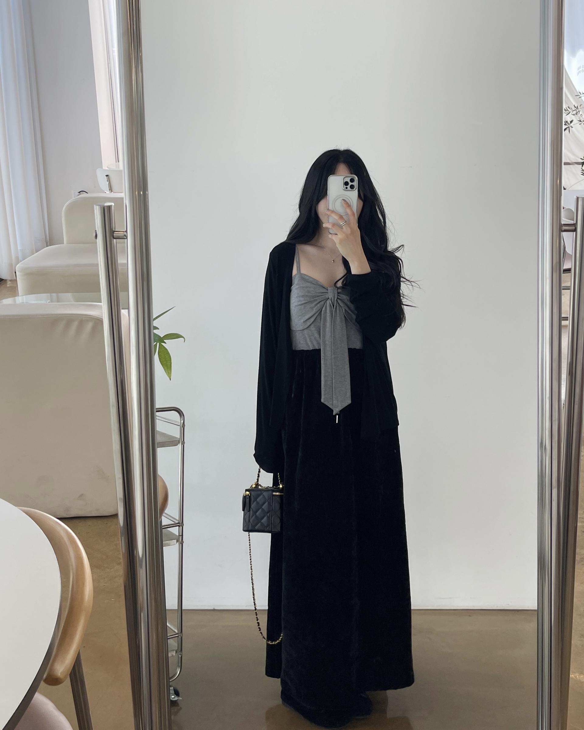 (2사이즈)[set]가디건+리본끈나시-2color
