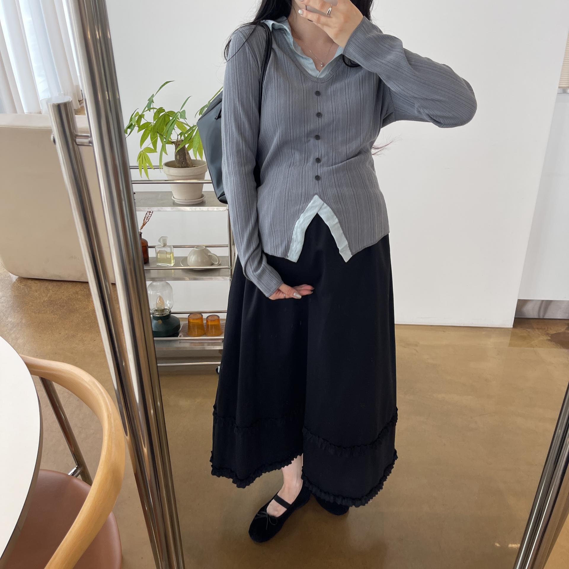 (2사이즈)포니 카라 골지T-3color