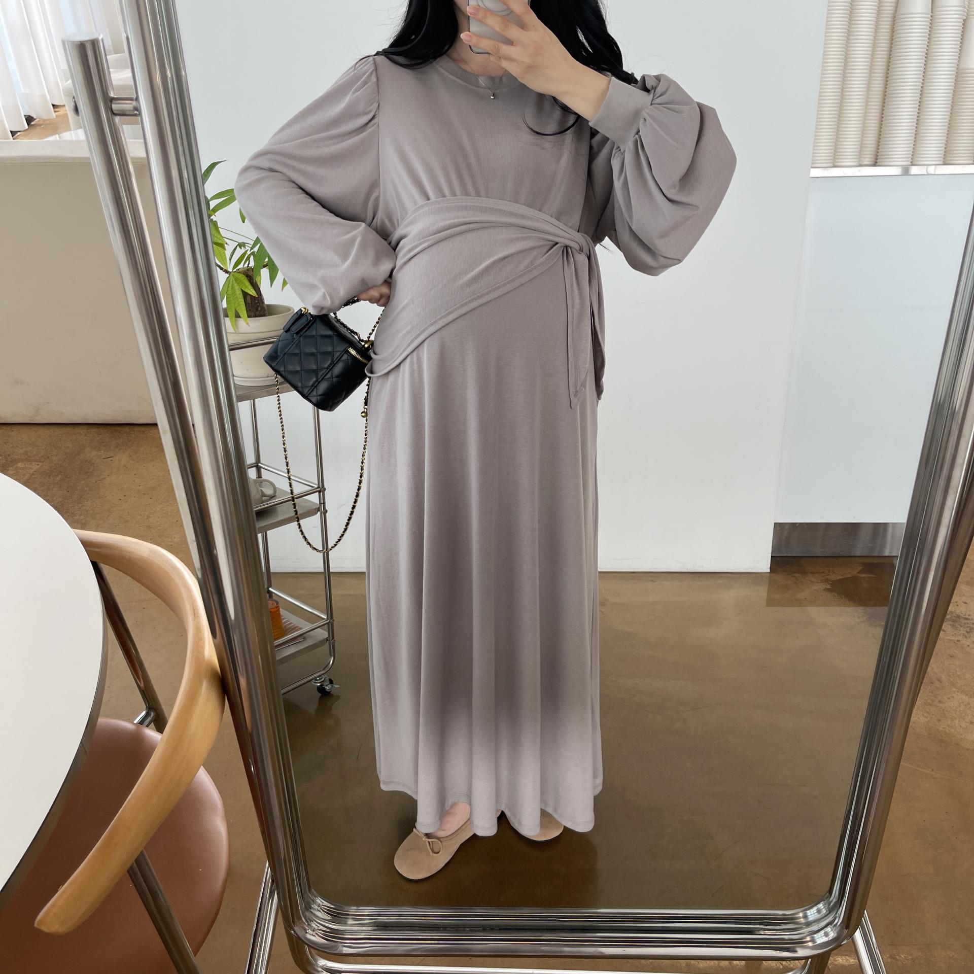 (숄스카프SET)레이지 퍼프 롱원피스-2color