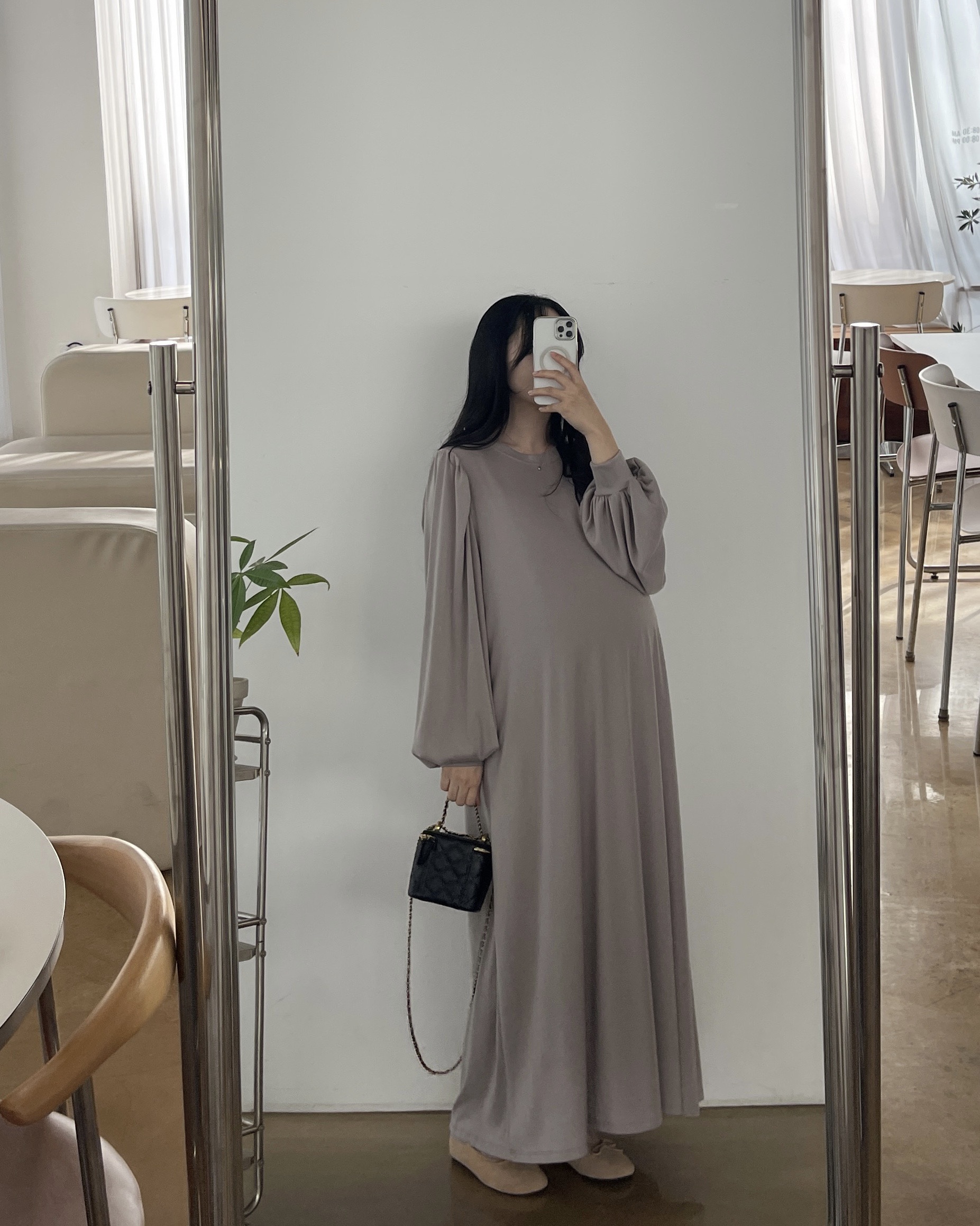 (숄스카프SET)레이지 퍼프 롱원피스-2color