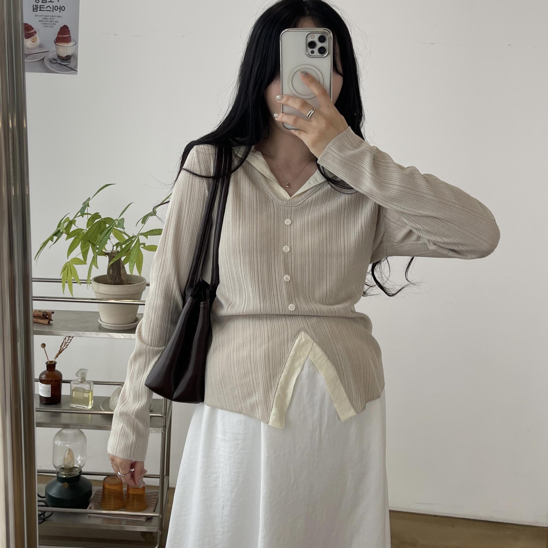 (2사이즈)포니 카라 골지T-3color