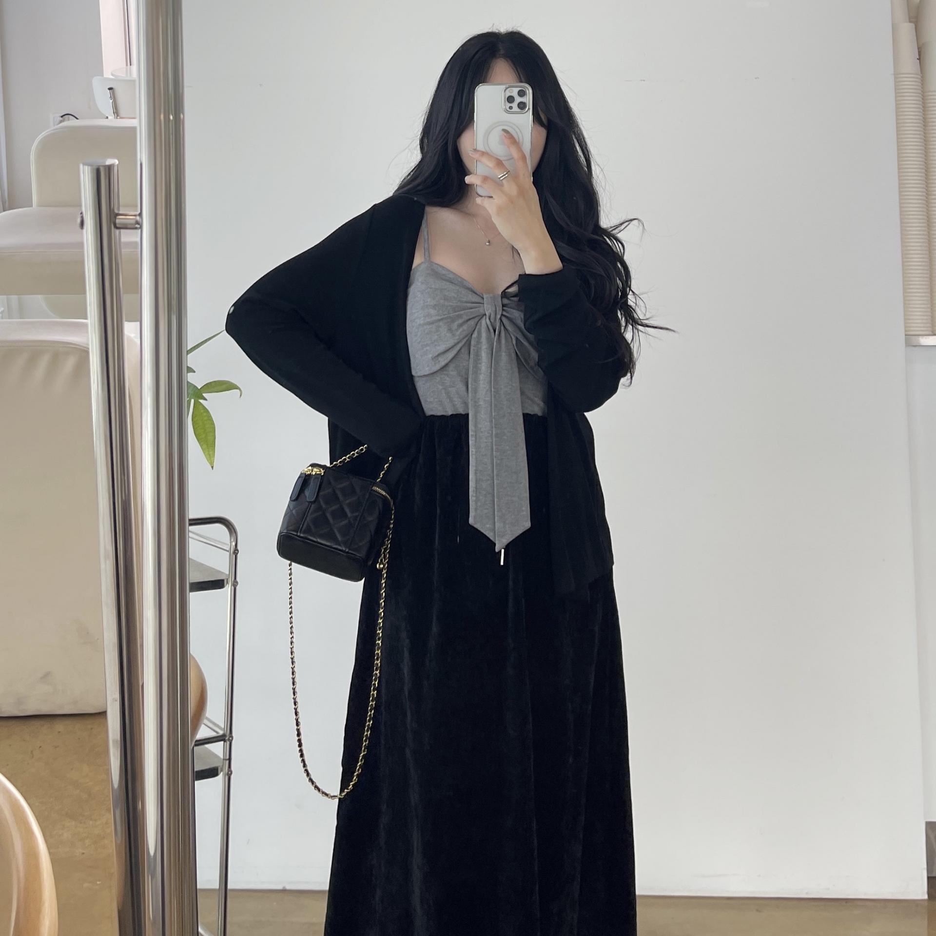 (2사이즈)[set]가디건+리본끈나시-2color