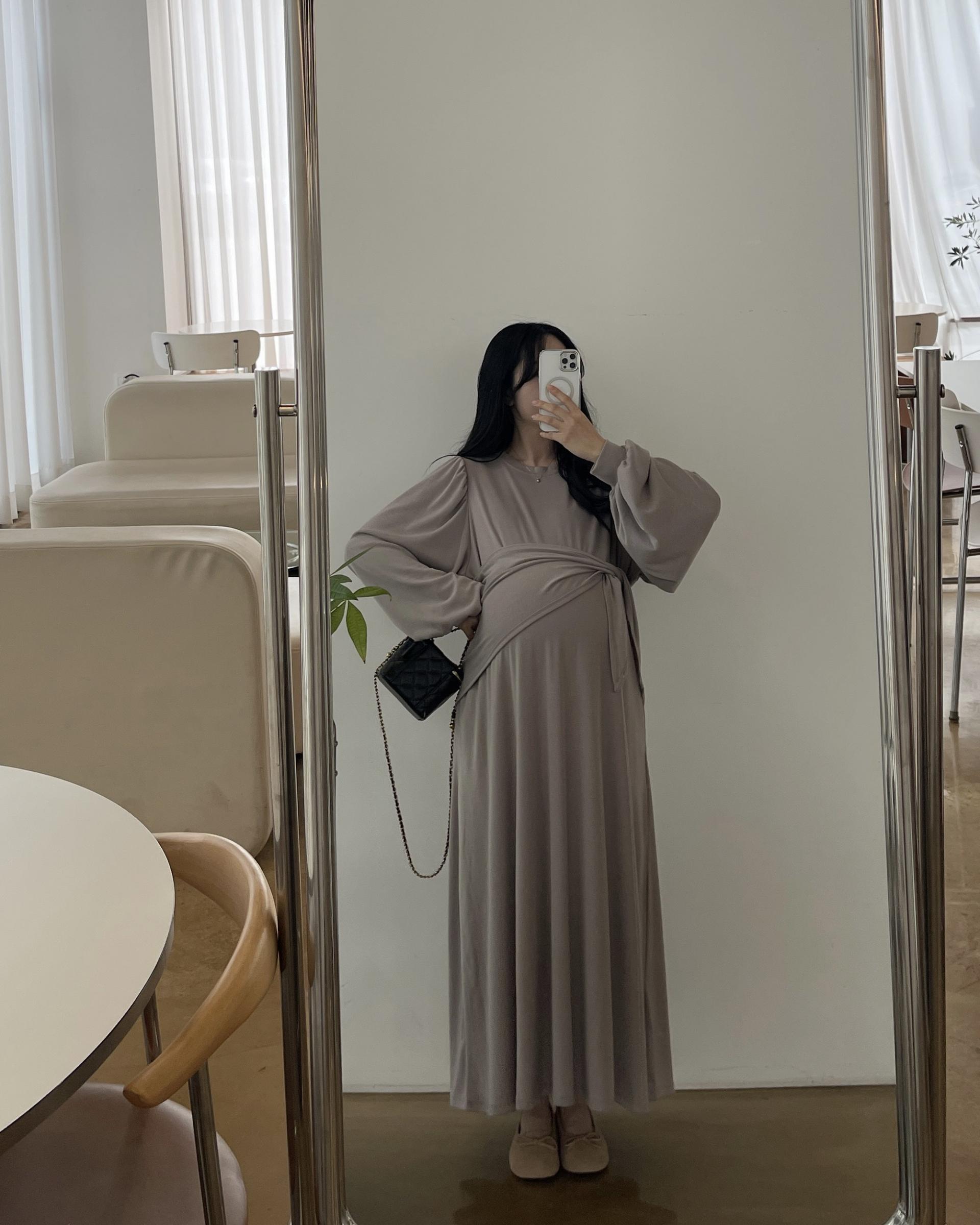 (숄스카프SET)레이지 퍼프 롱원피스-2color