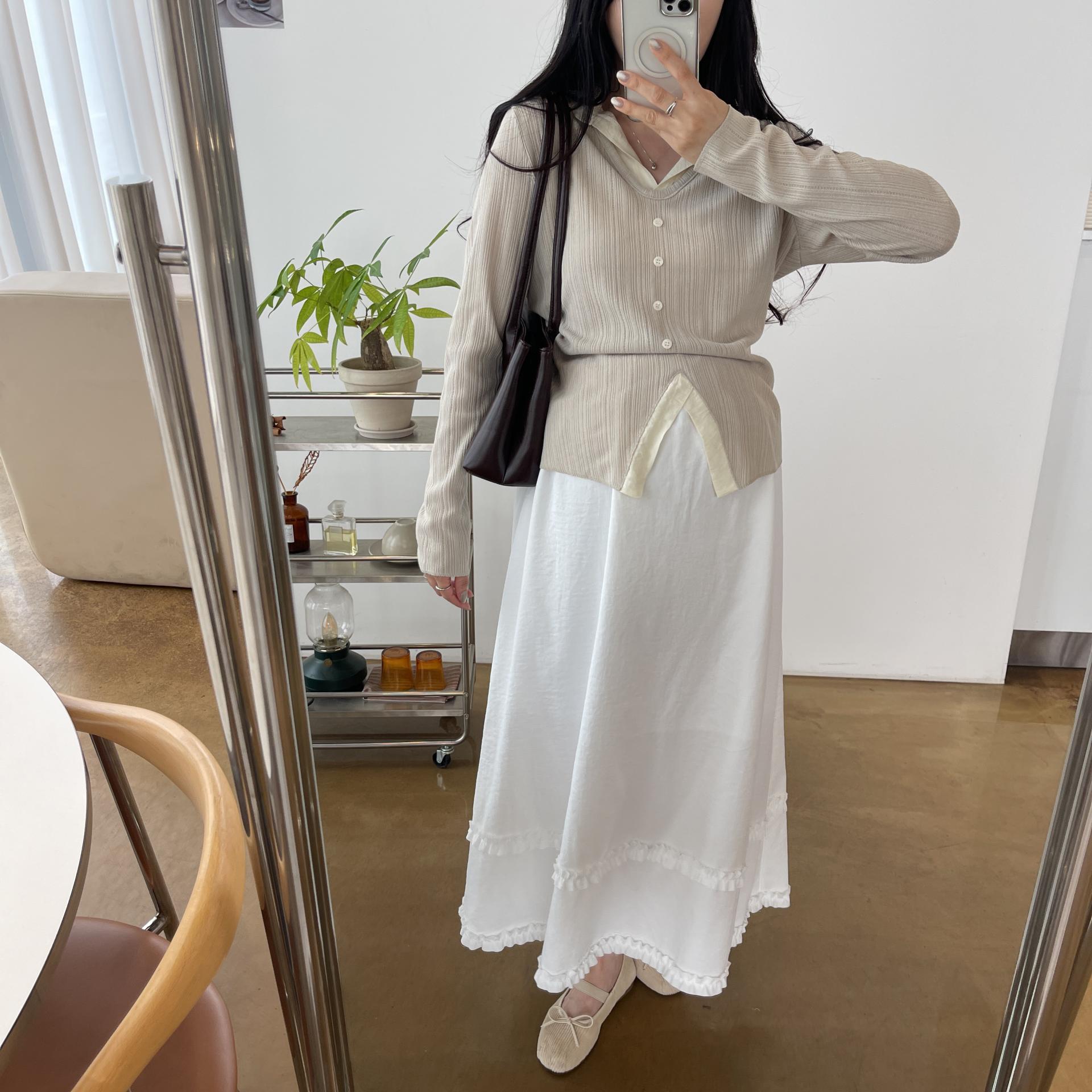 (2사이즈)포니 카라 골지T-3color