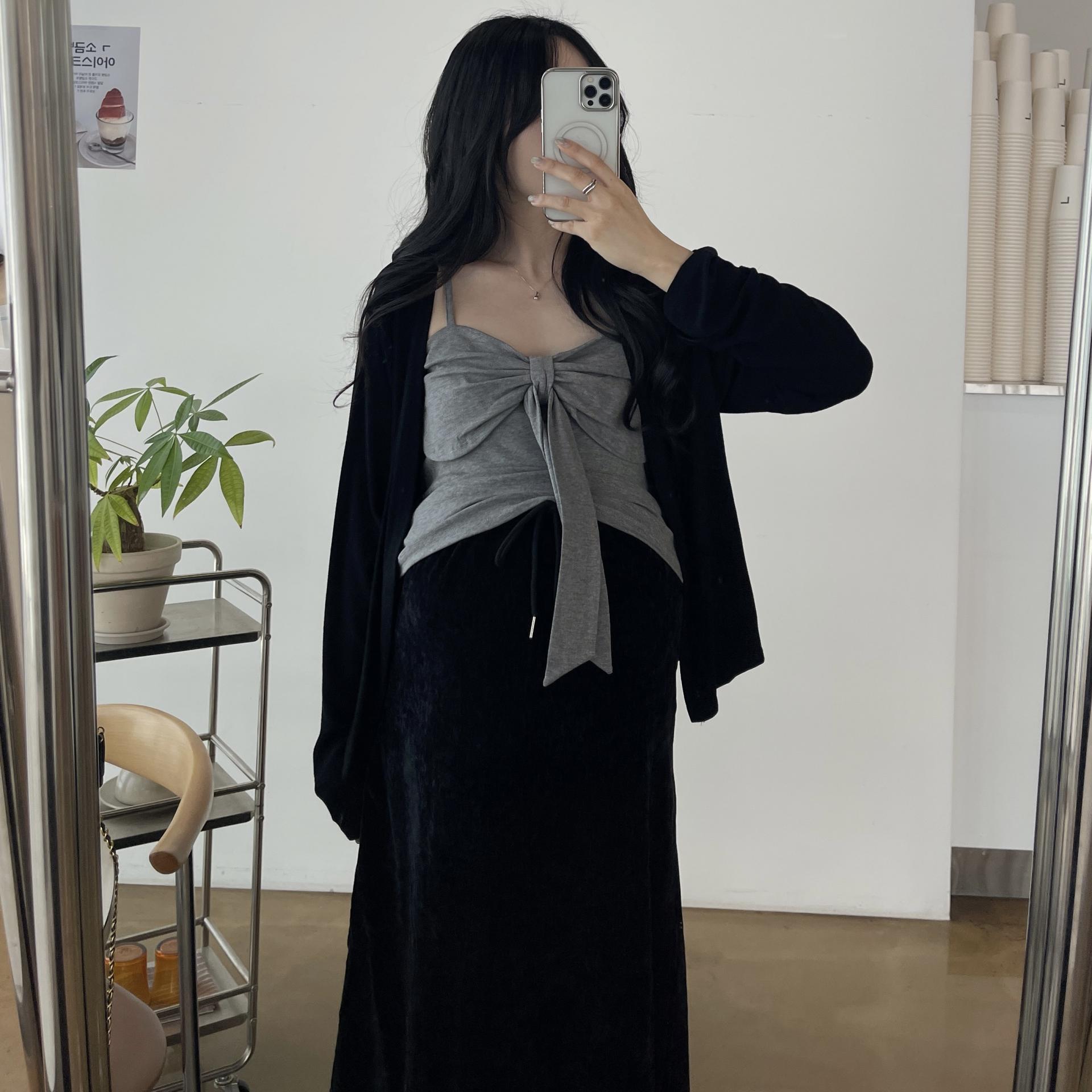 (2사이즈)[set]가디건+리본끈나시-2color