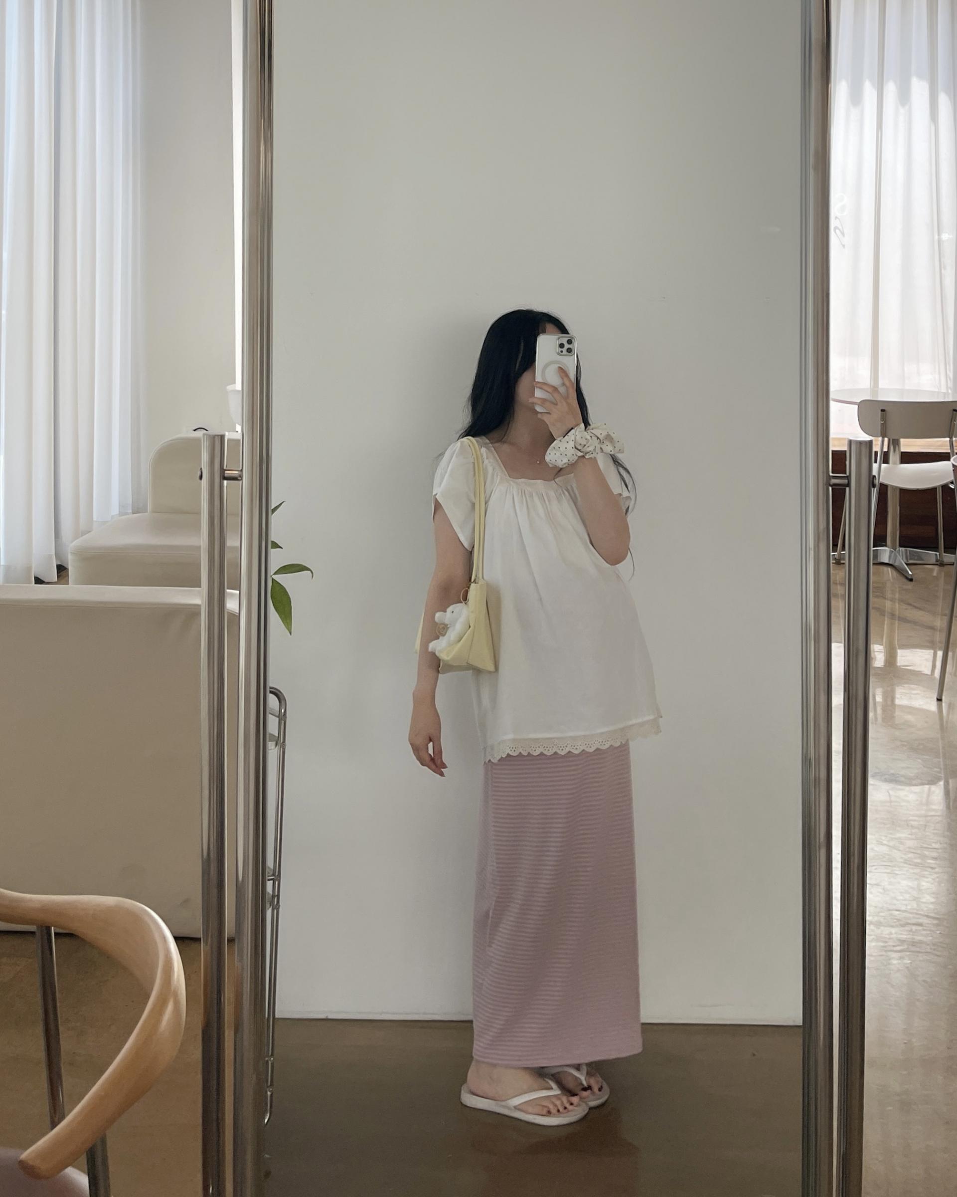캘리 레이스 롱 스퀘어BL-아이보리