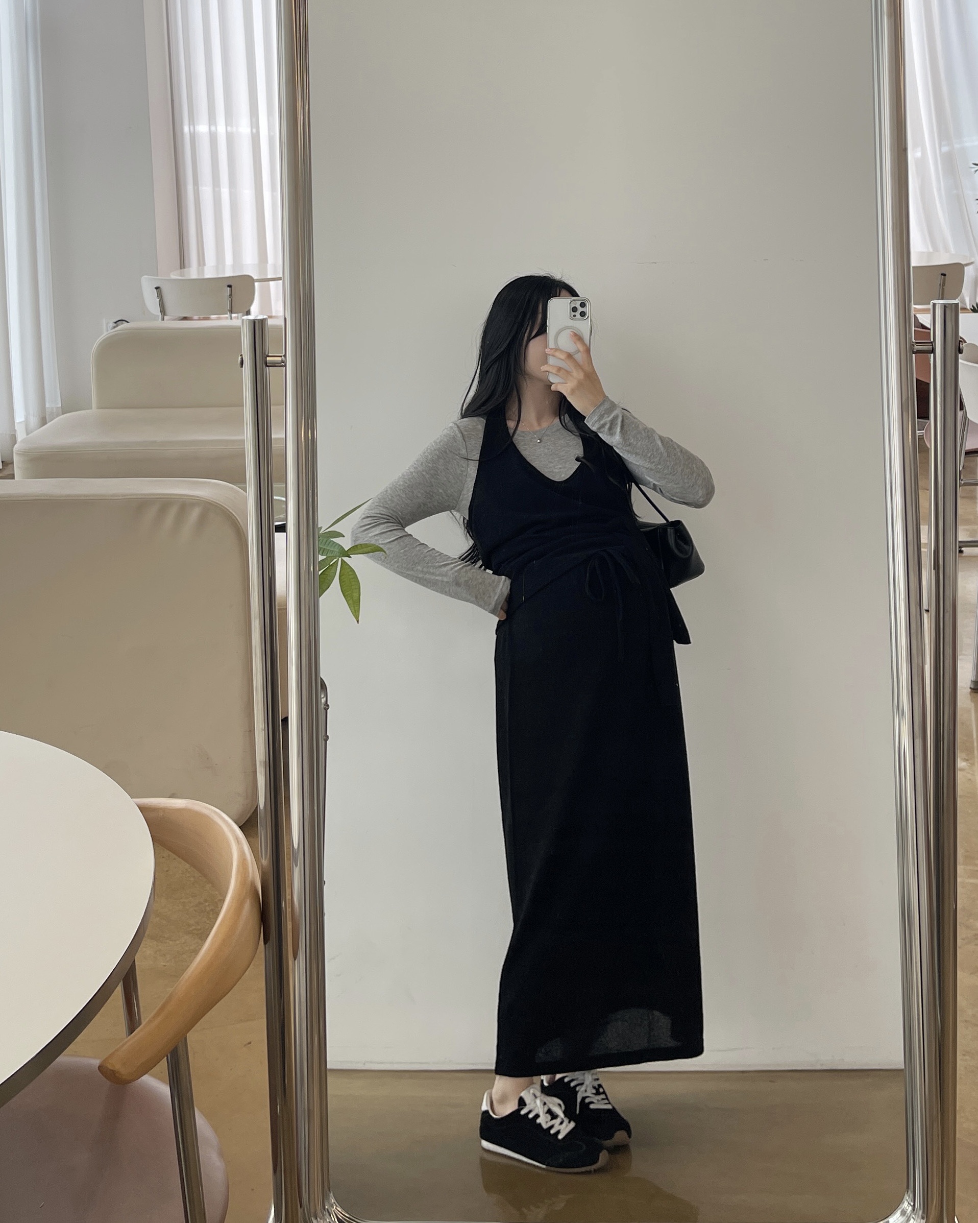 [2사이즈] (플랫set)홀터넥나시+롱밴딩스커트-2color