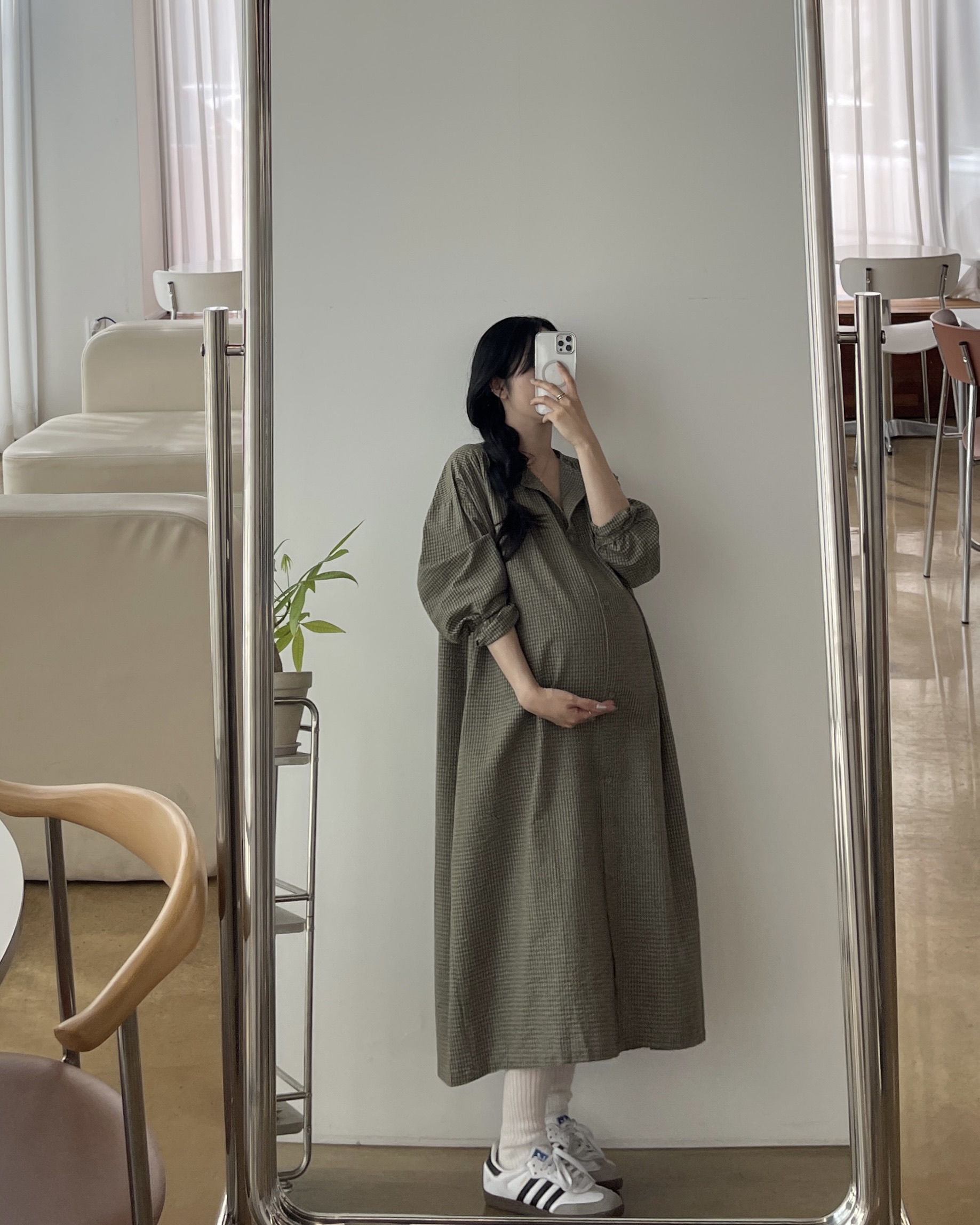 (숄SET) 스트라이프 라운드 셔츠원피스-3color