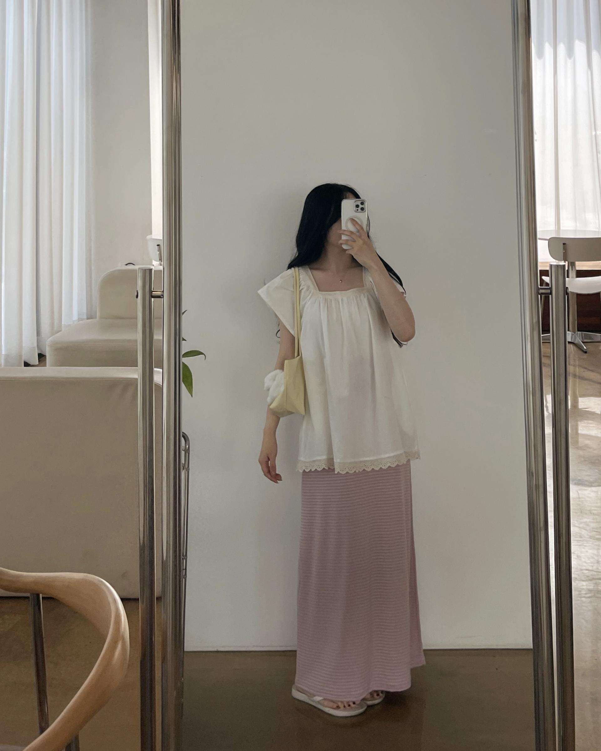 캘리 레이스 롱 스퀘어BL-아이보리