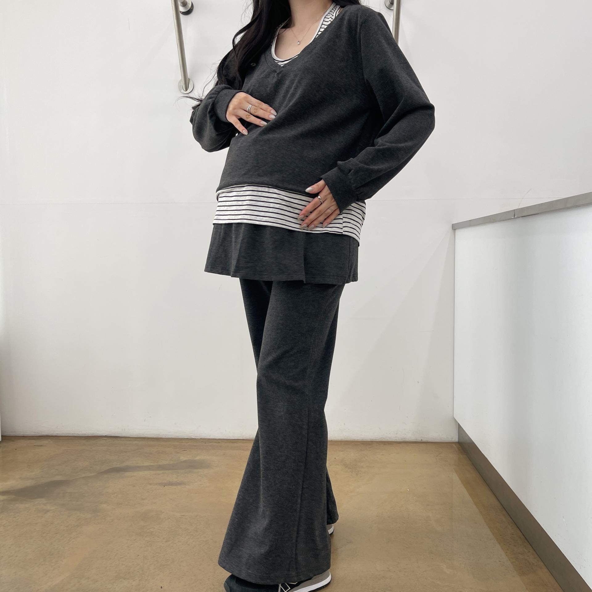 (3사이즈)홀터맨투맨+부츠컷치렝스-2color