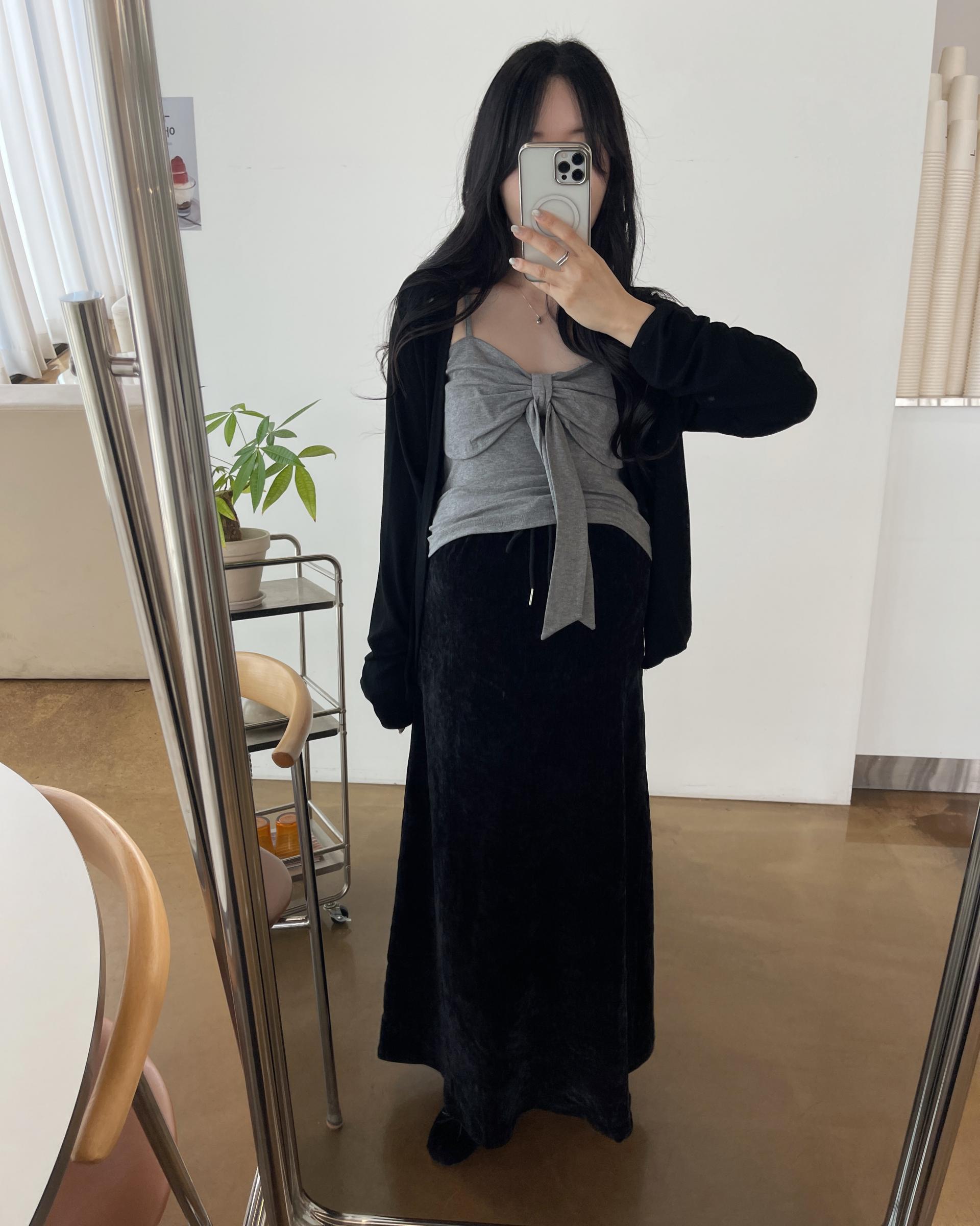 (2사이즈)[set]가디건+리본끈나시-2color