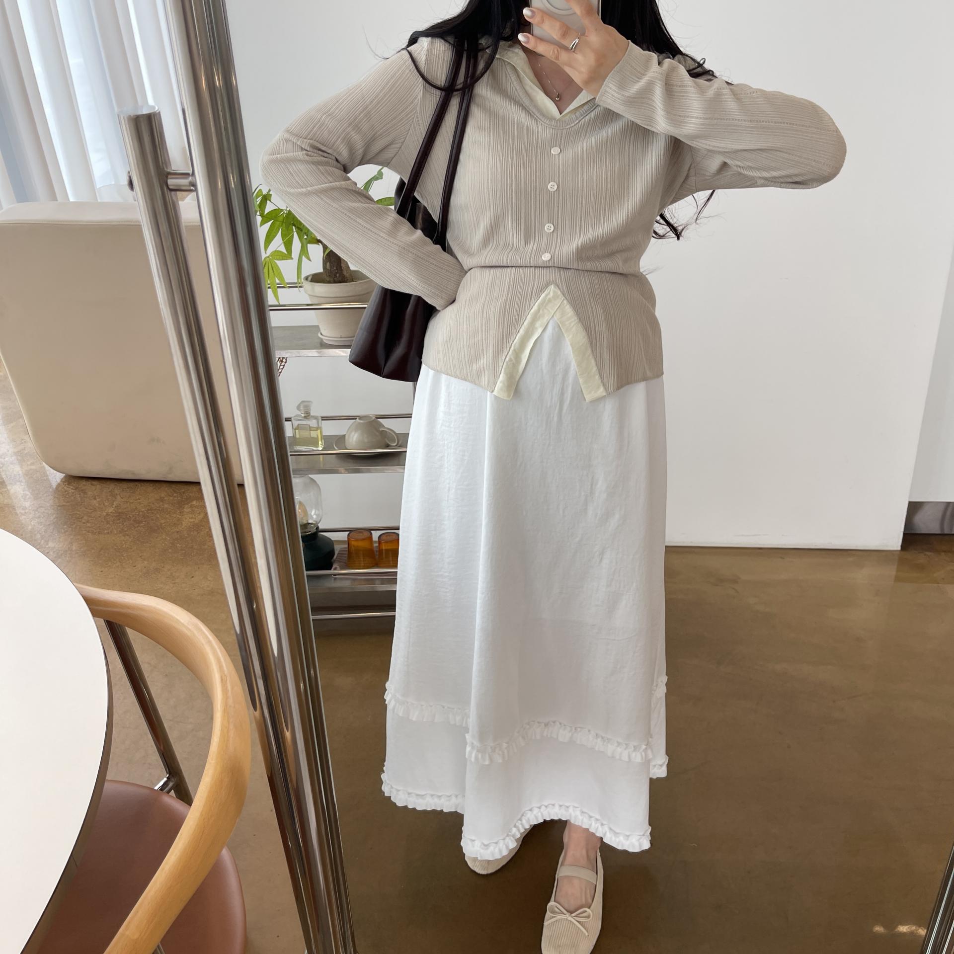 (2사이즈)포니 카라 골지T-3color