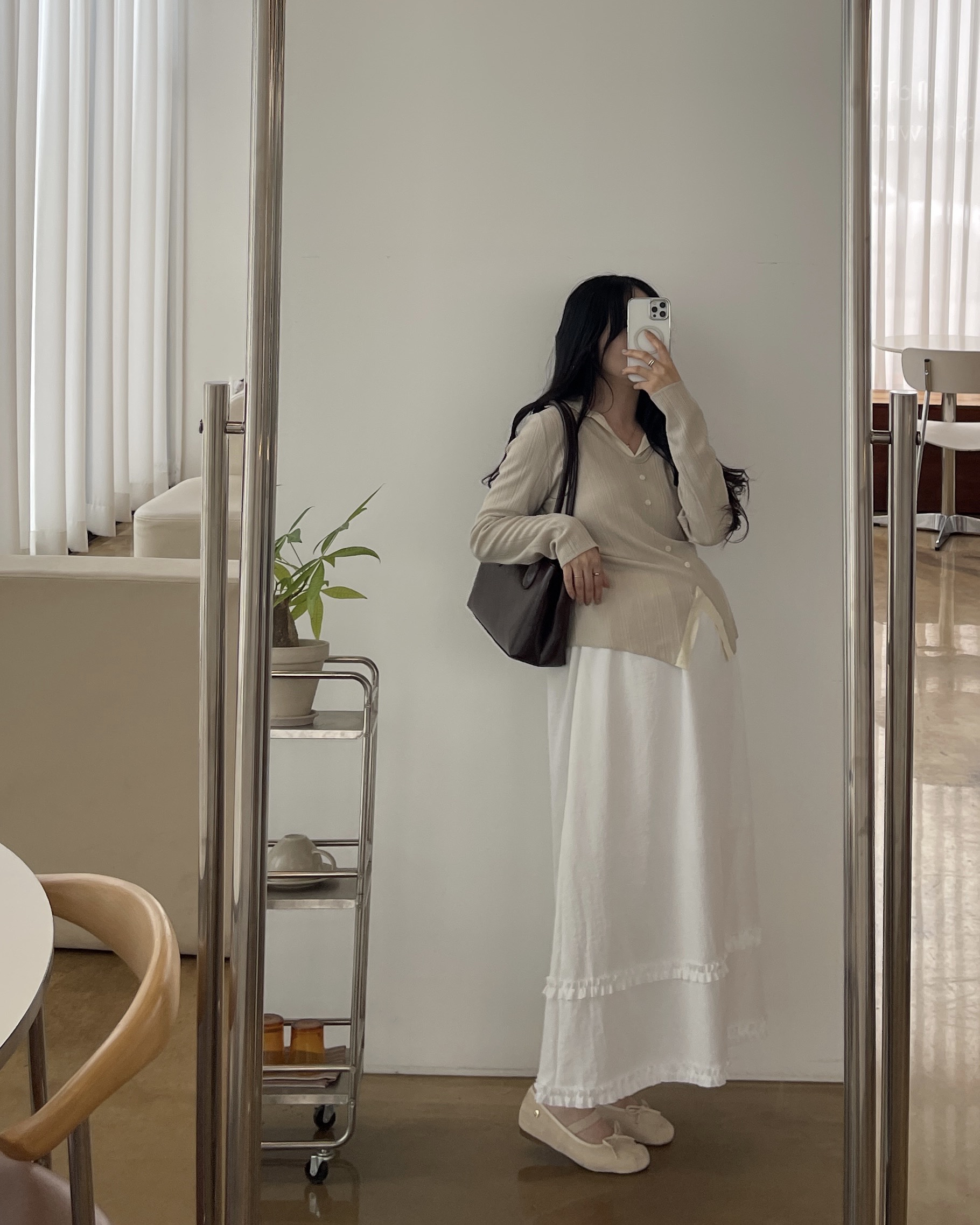 (2사이즈)포니 카라 골지T-3color