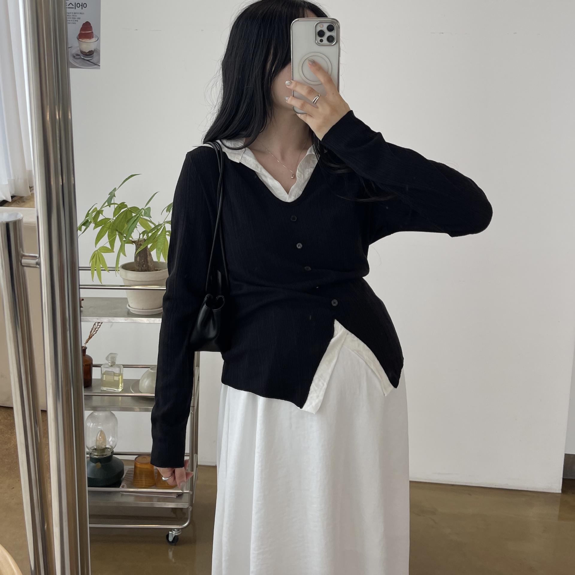 (2사이즈)포니 카라 골지T-3color