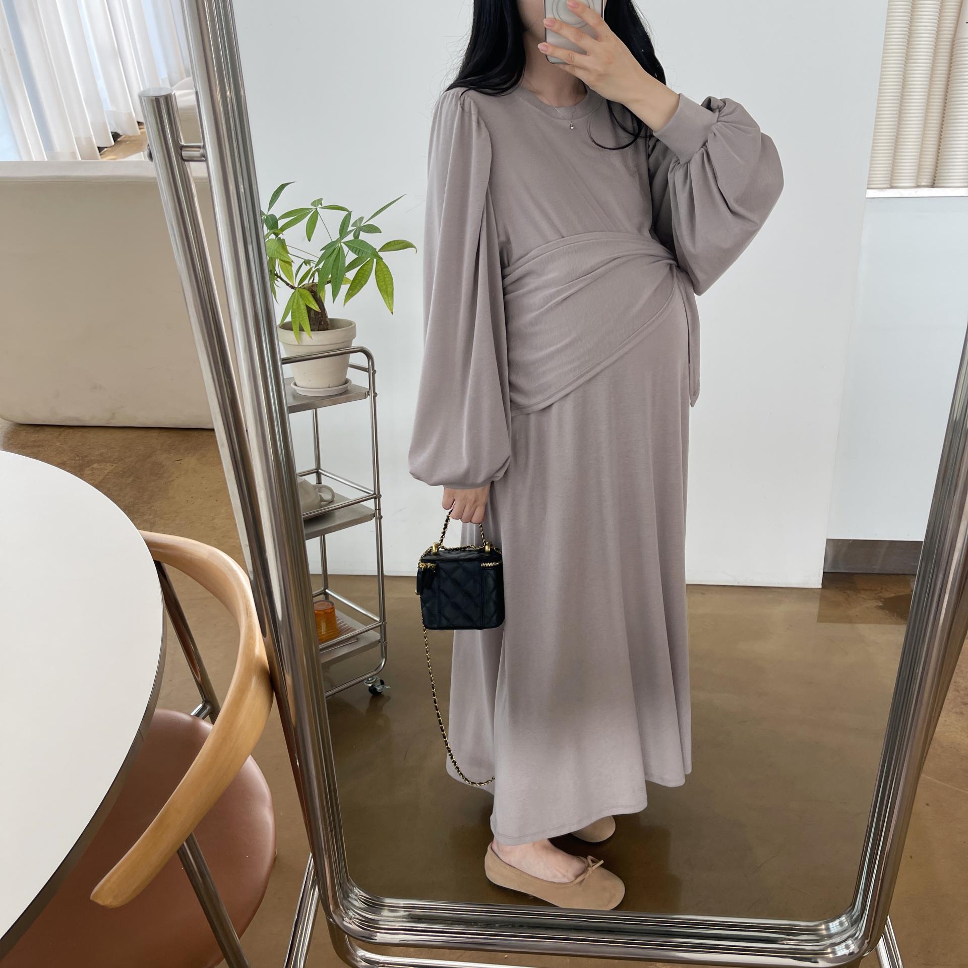 (숄스카프SET)레이지 퍼프 롱원피스-2color
