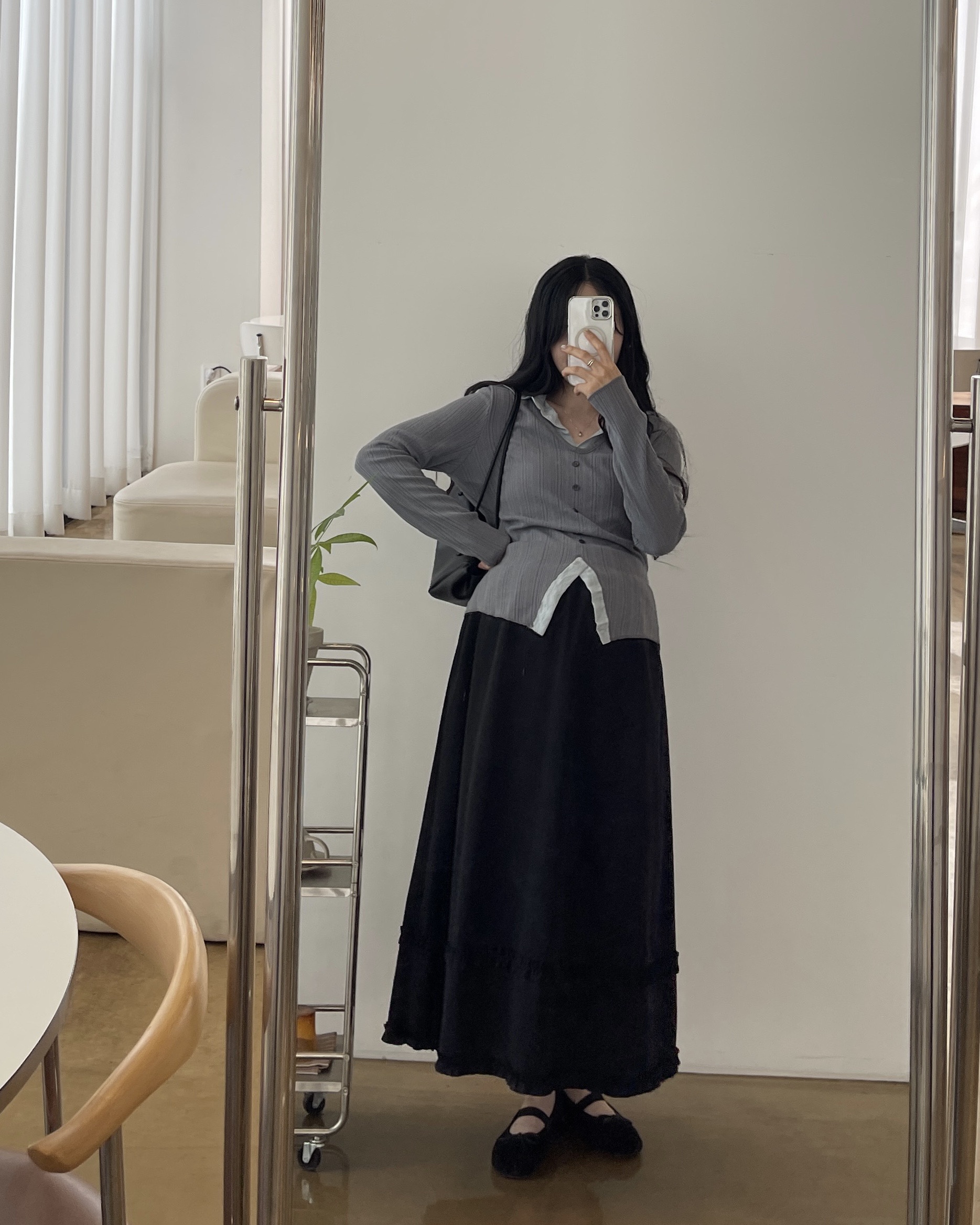 (2사이즈)포니 카라 골지T-3color