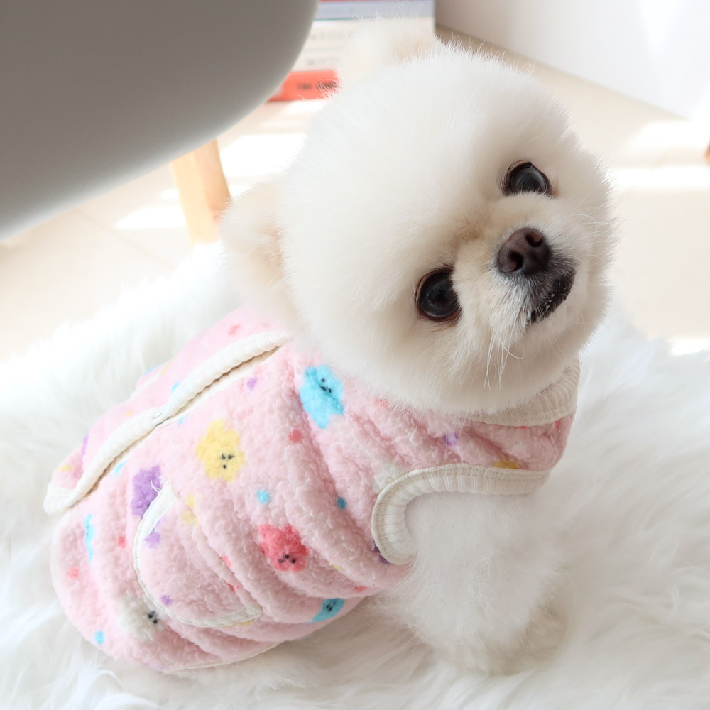 [무배] 곰모양 보아 조끼 옐로우 복제
