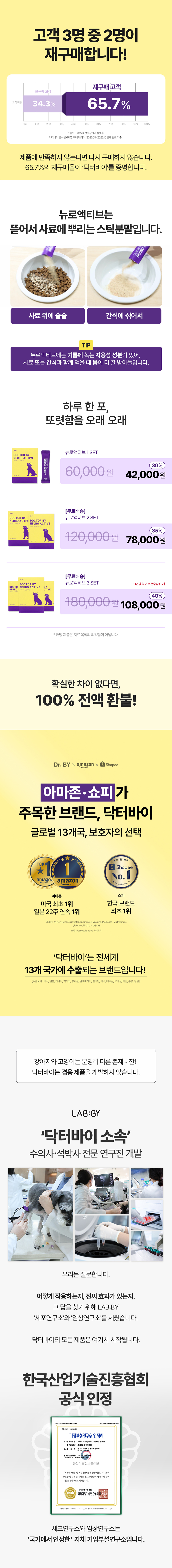닥터바이 뉴로액티브 강아지 뇌영양제 30포