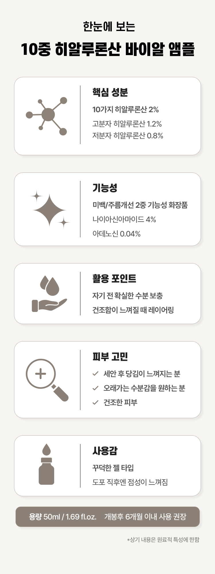 10중 히알루론산 바이알 앰플 50ml