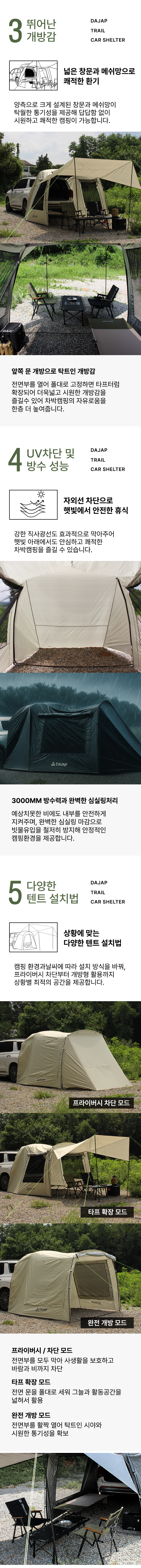 트레일 차박텐트 도킹 쉘터 SUV 차박 텐트 타프 일체형 꼬리텐트