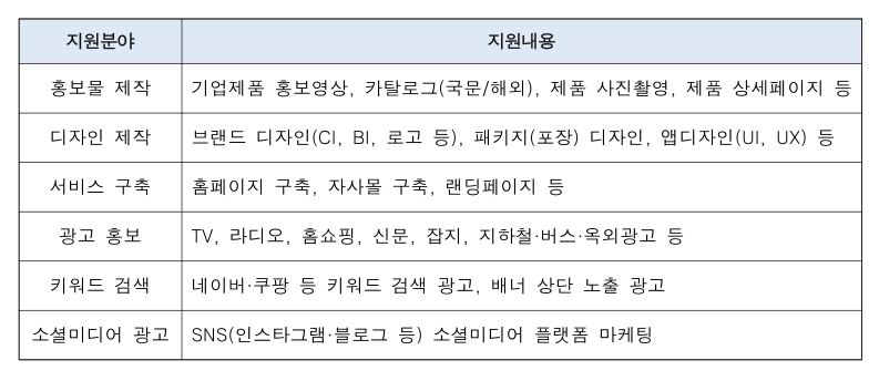 정부지원사업 지원내용