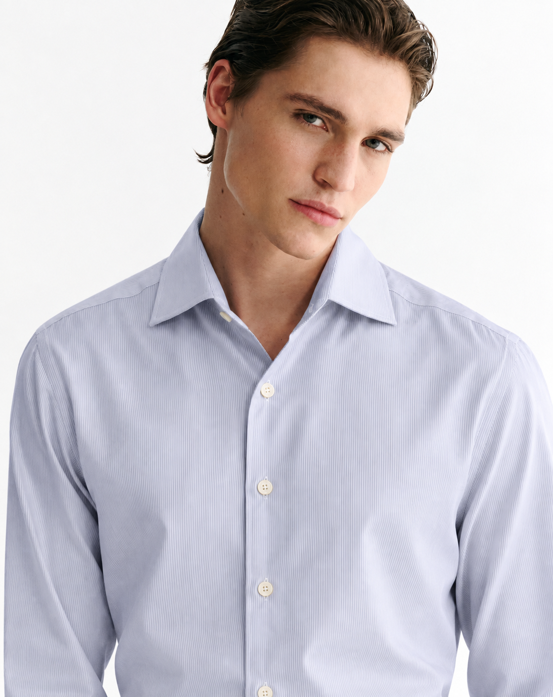 Grey Micro Stripe Stretch Dress Shirt
