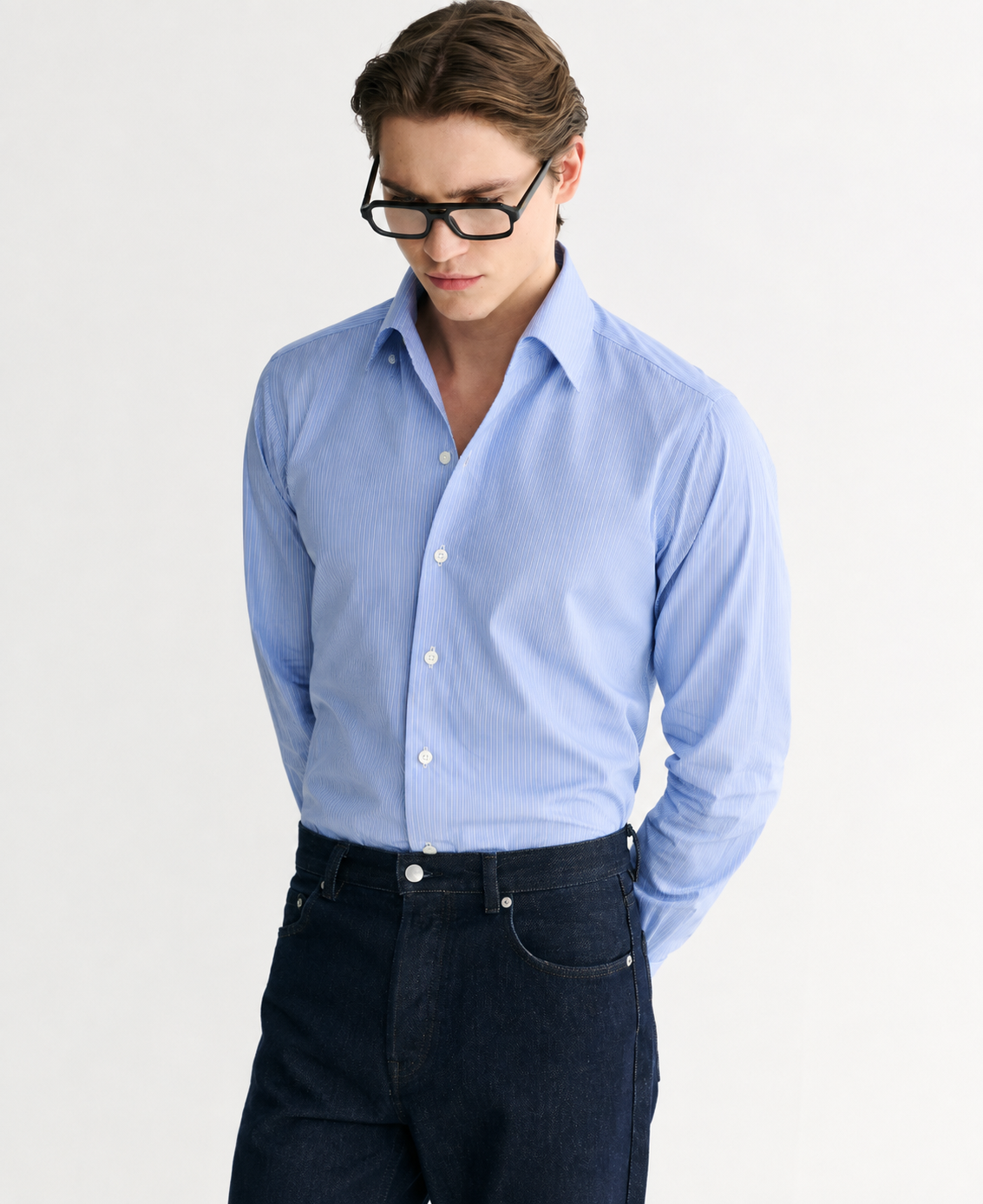Blue Micro Stripe Stretch Dress Shirt