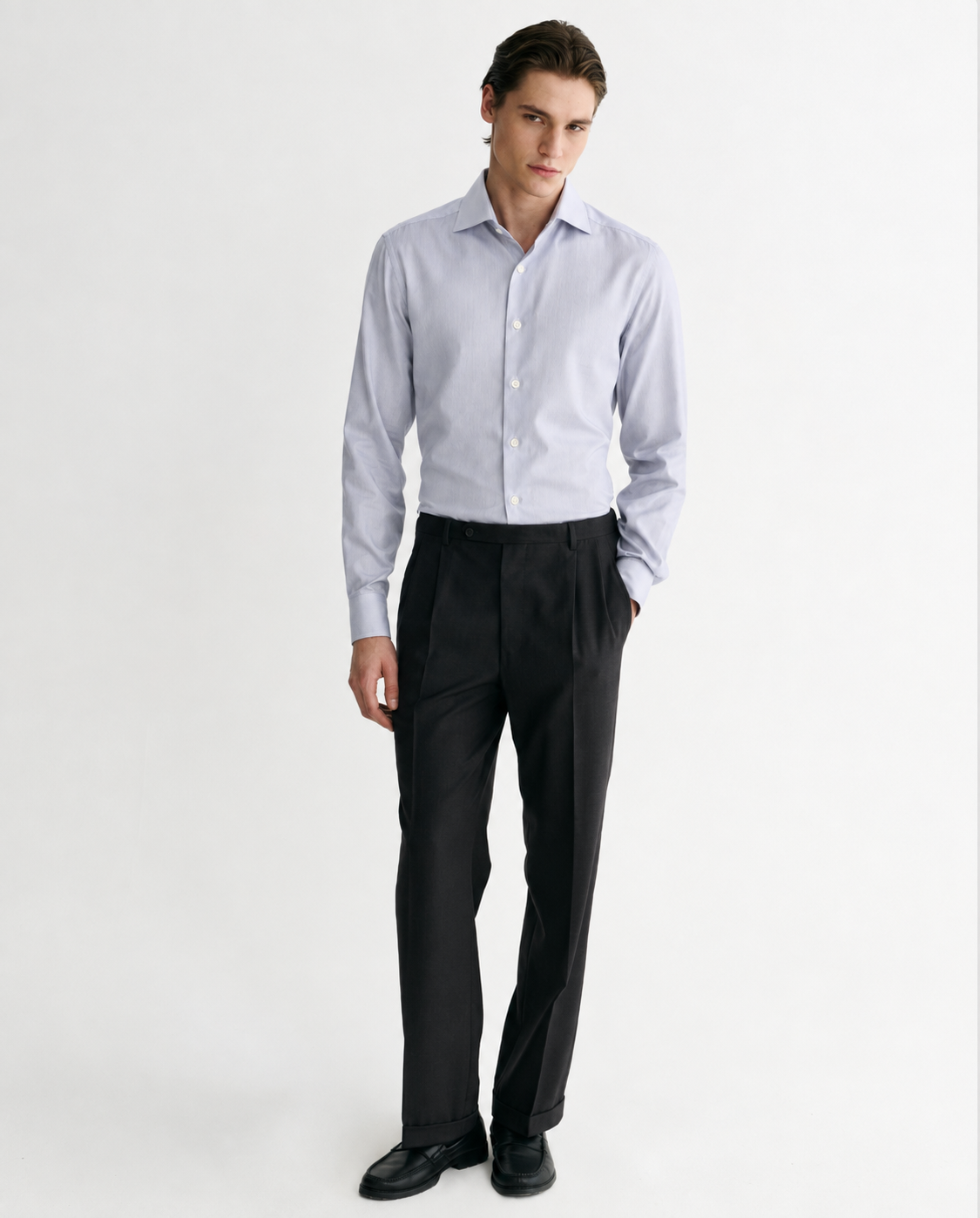 Grey Micro Stripe Stretch Dress Shirt