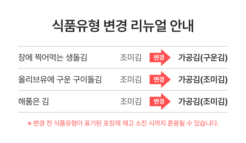 올리브유로 구워 조미한 곱창돌김 구이돌김 (반절/전장)