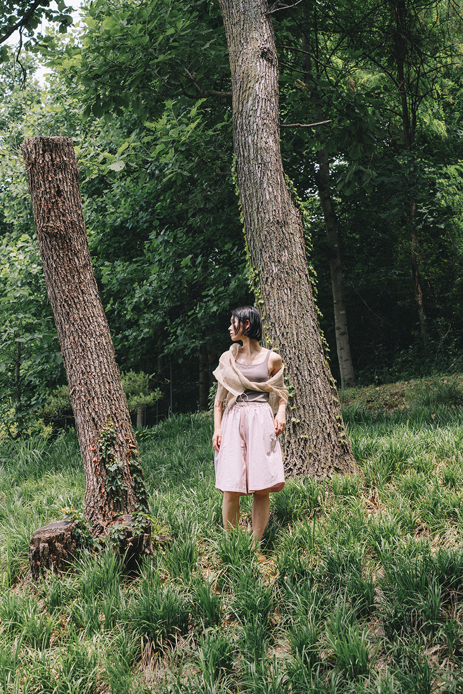 Hand Weaving Shorts :Ash rose