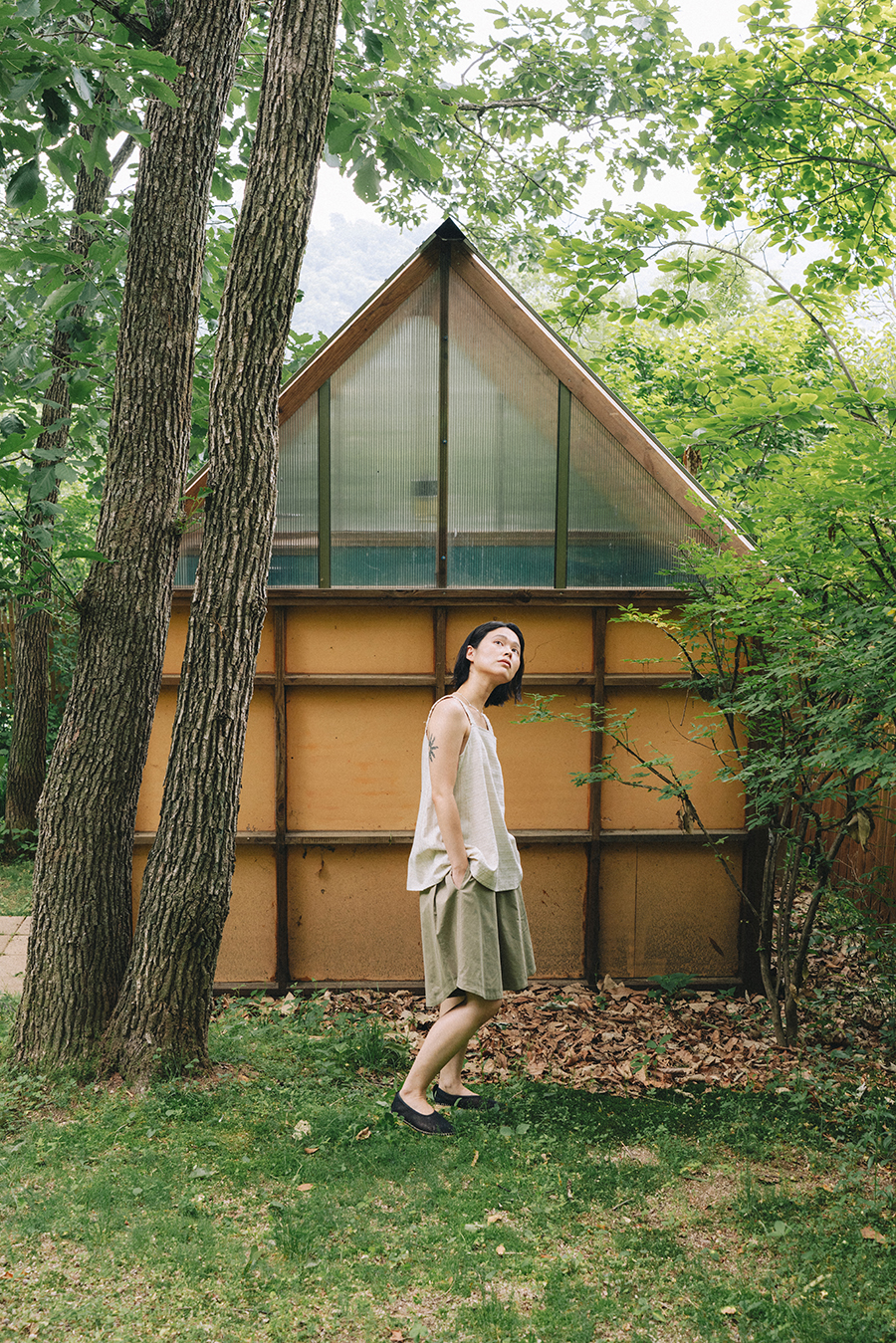 Hand Weaving Shorts :Olive khaki