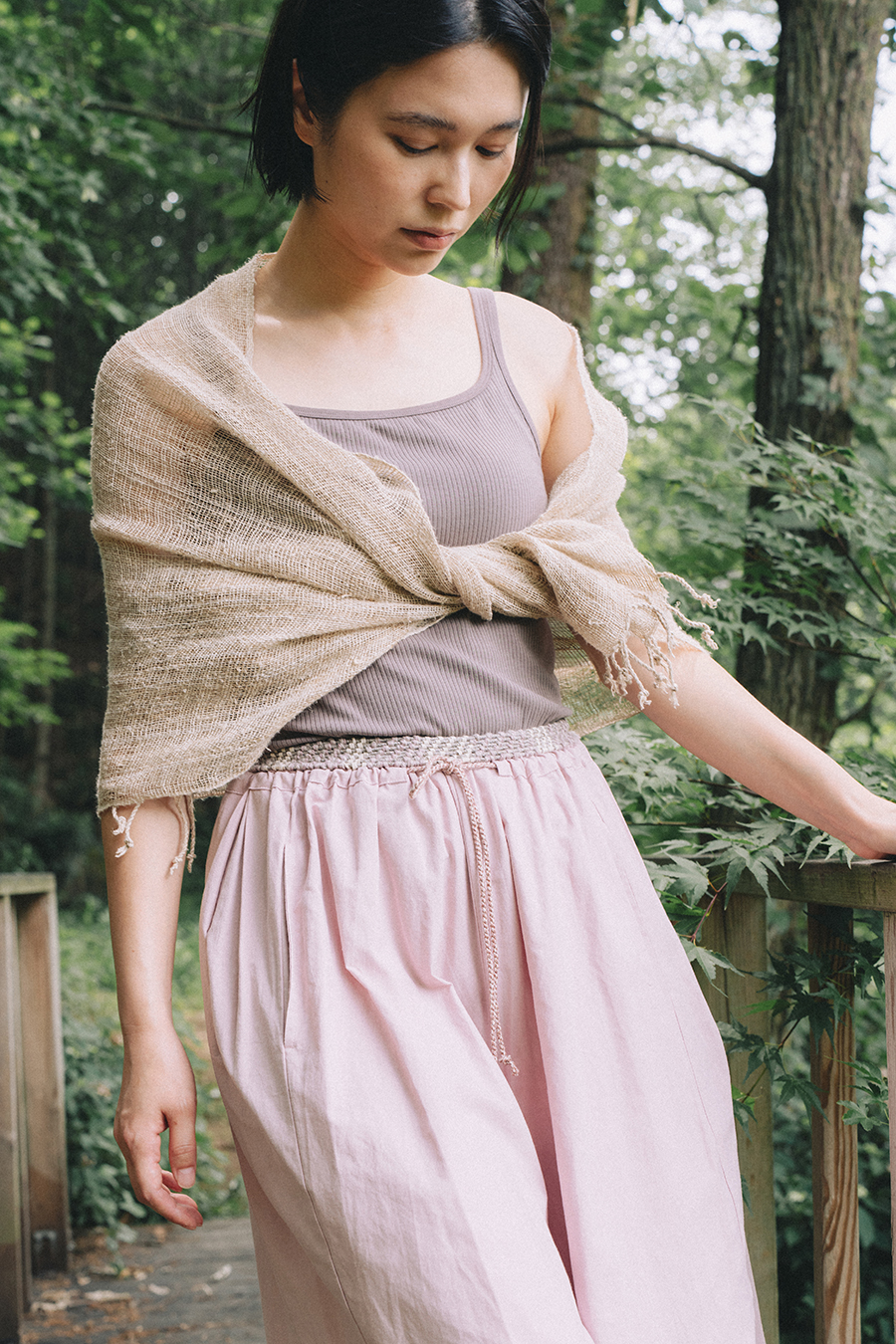 Hand Weaving Shorts :Ash rose