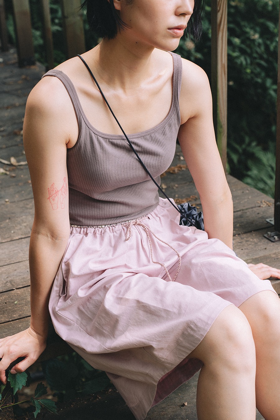 Hand Weaving Shorts :Ash rose