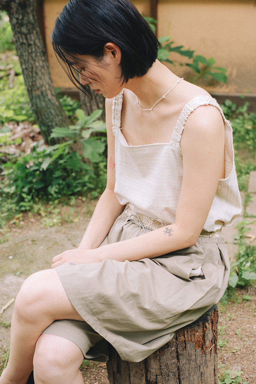 Hand Weaving Shorts :Olive khaki