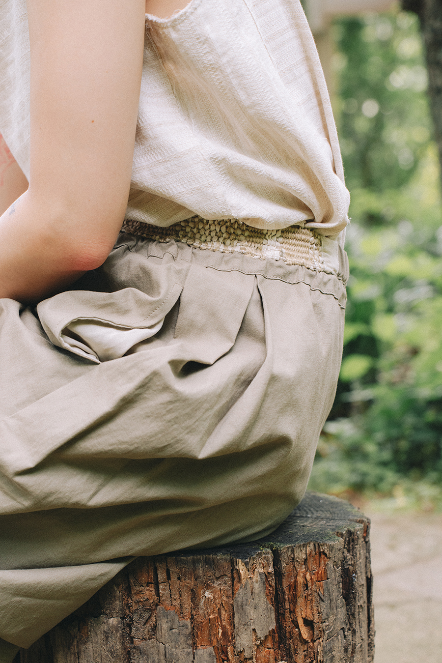 Hand Weaving Shorts :Olive khaki
