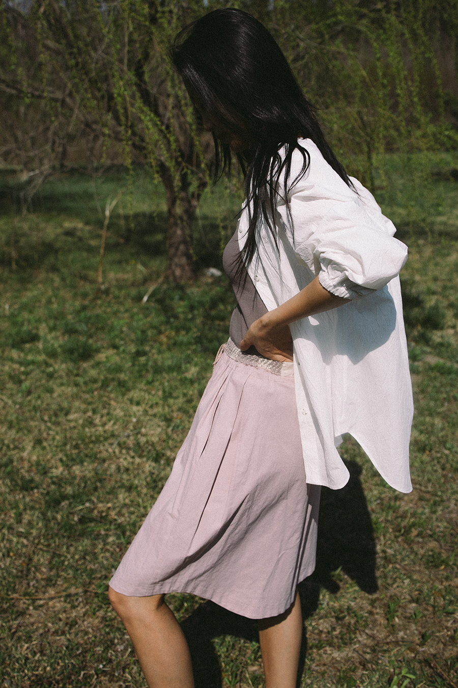 Hand Weaving Shorts :Ash rose