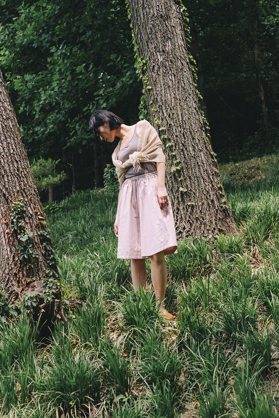 Hand Weaving Shorts :Ash rose