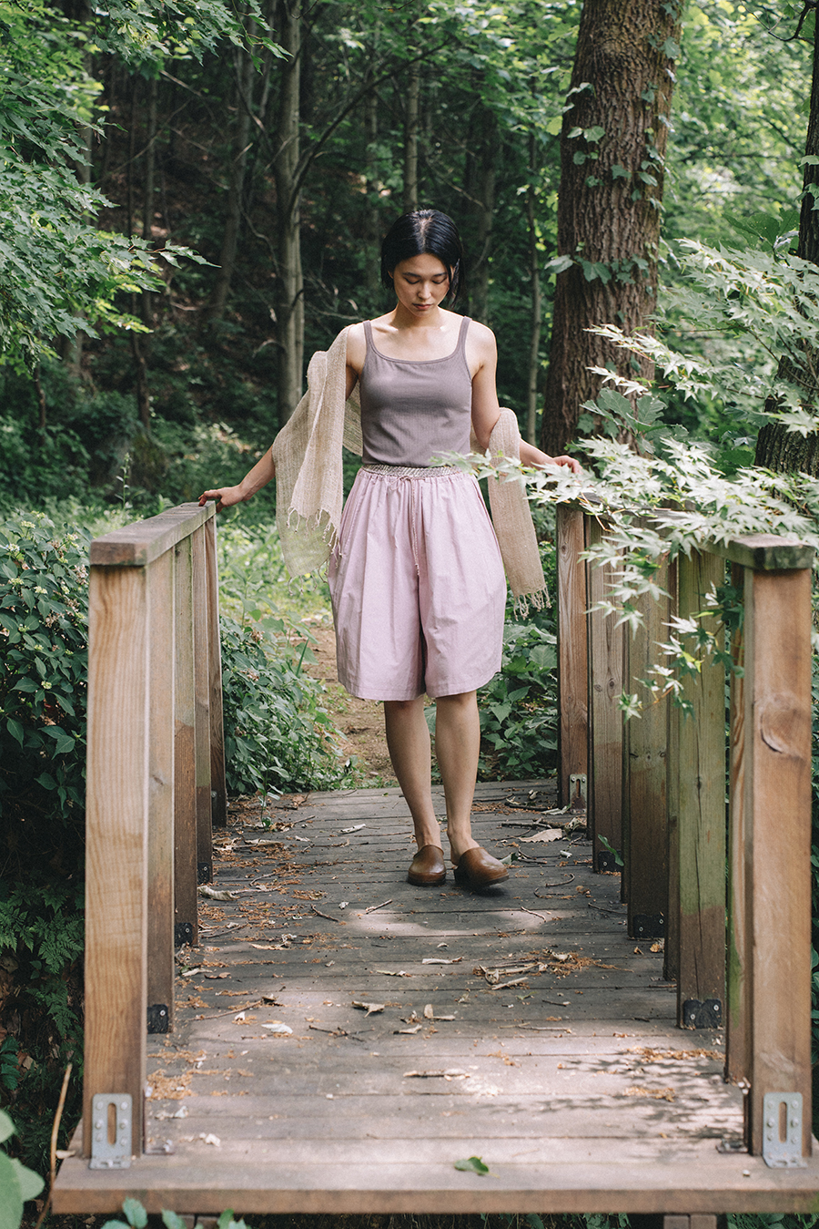 Hand Weaving Shorts :Ash rose