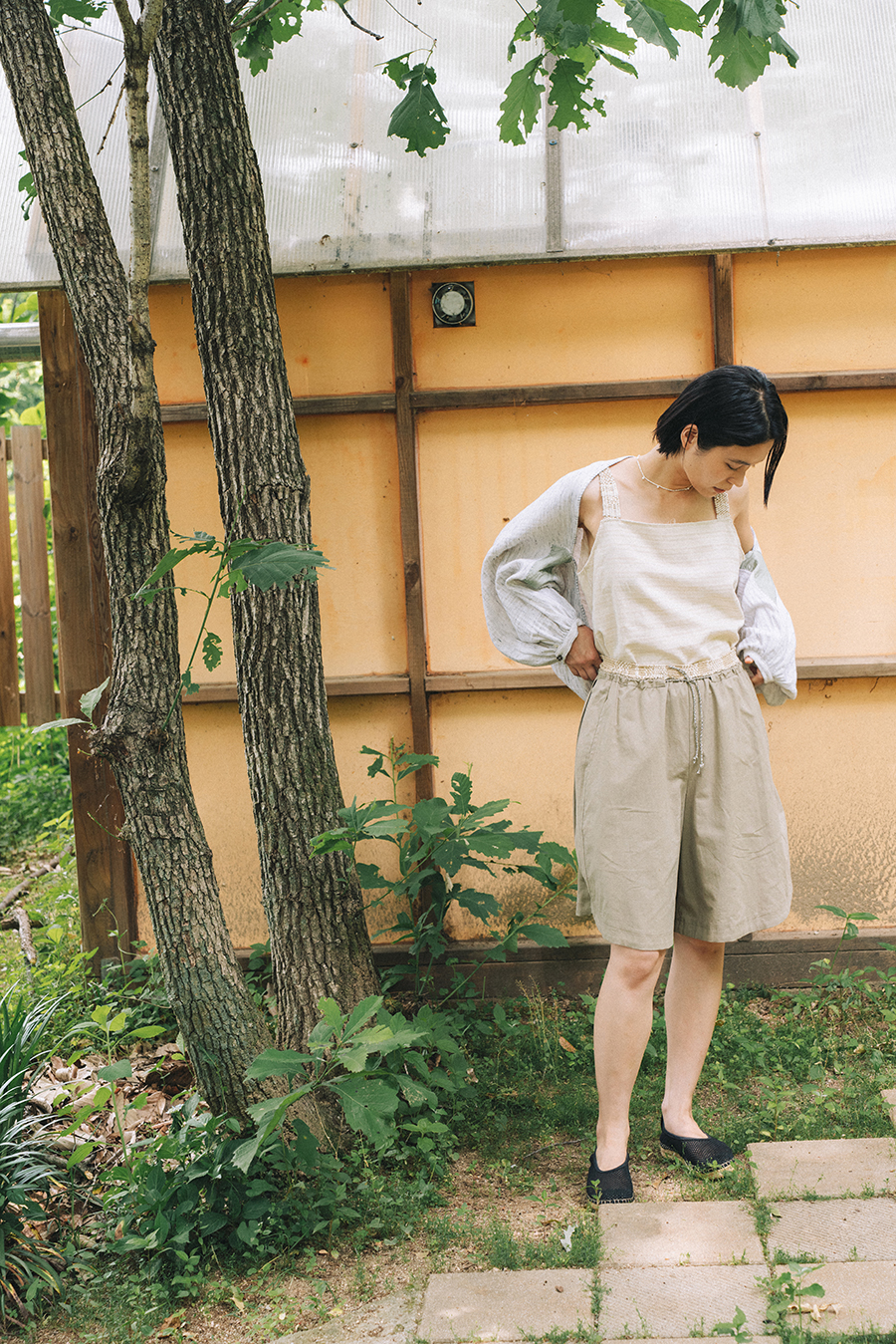 Hand Weaving Shorts :Olive khaki
