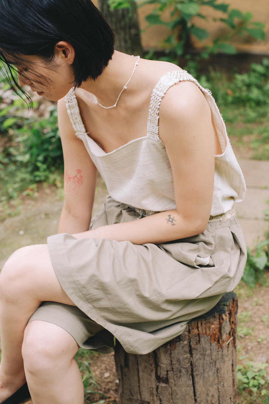 Hand Weaving Shorts :Olive khaki
