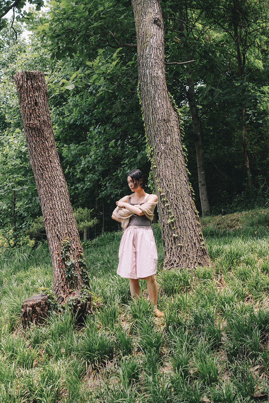 Hand Weaving Shorts :Ash rose