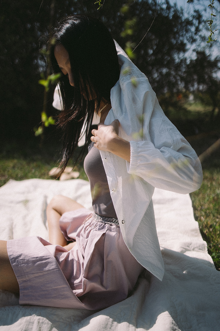 Hand Weaving Shorts :Ash rose