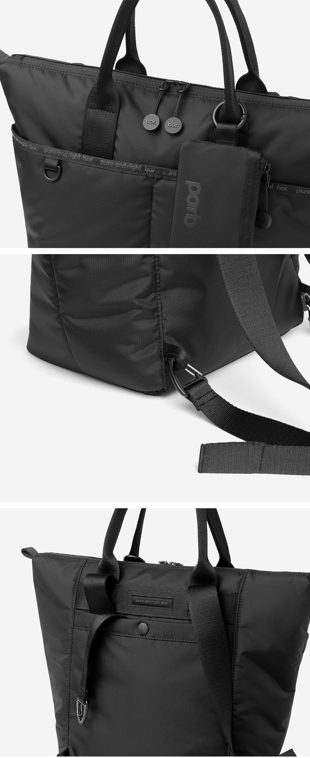 한국에서 제작한 바닥 보강 구조와 립스톱 원단, YKK 지퍼 디테일