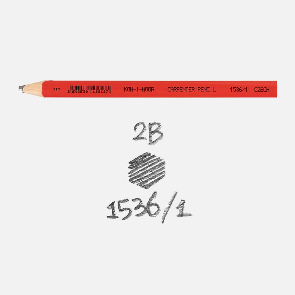 코이누르 koh i noor 1536/1 카펜터 목수용 연필 2B 진하기 필기 테스트