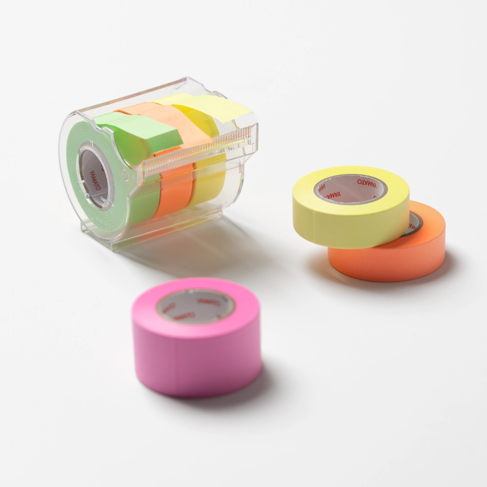 YAMATO 야마토 Self Stick 메모 롤 종이 테이프 - 형광색 컬러로 확실히 구분하여 사용 가능