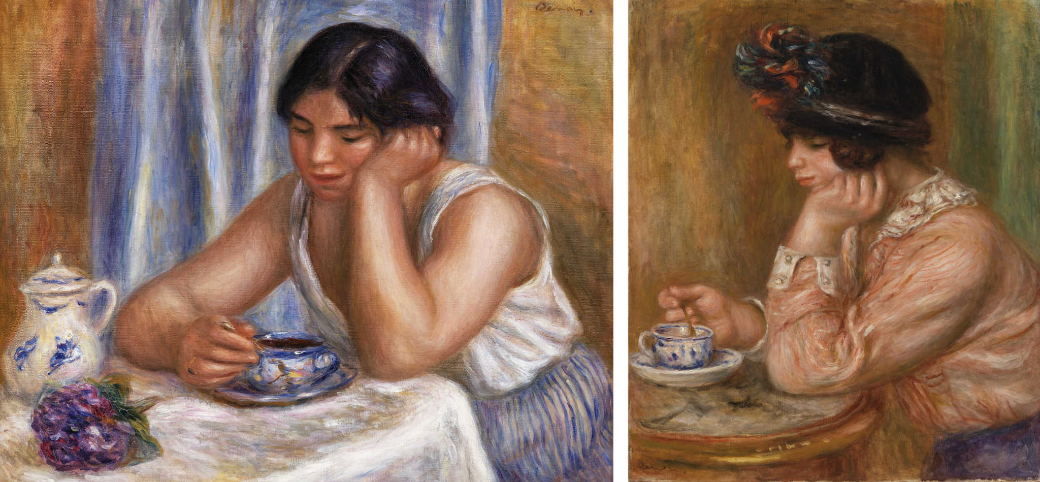 르누아르, 초콜릿 한 잔, 1912년, 1914년. 두 작품 모두 Barnes Foundation 소장