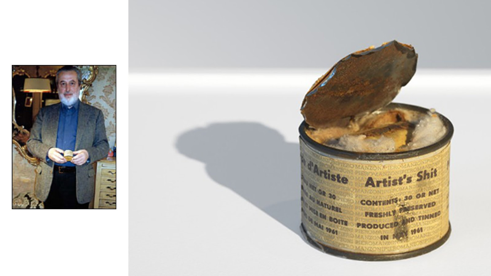 베르나르 바질과 열린 통조림의 모습